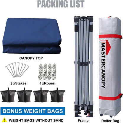 MASTERCANOPY Durable Pop-up Canopy Tent with Roller Bag (10x10, Navy Blue)