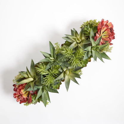 Oblong Faux Succulent Arrangement, Premium Artificial Indoor Plant Enhances Interior Design, Display on any Surface in Your Home Adding an Inviting Touch of Nature, Grey Planter Pot Included