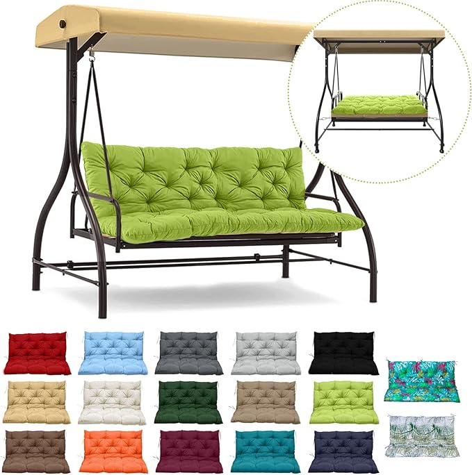 Replacement Cushions for Outdoor Swing, Outdoor Cushions for Patio Furniture with Backrest, Waterproof Thicken 4" porch swing cushions, for Outdoor Patio Garden Furniture(Grass green 40 * 47 in)
