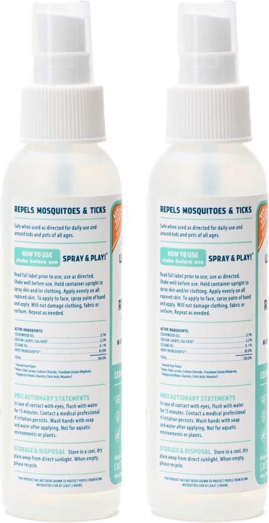 Wondercide - Mosquito, Tick, and Insect Repellent with Natural Essential Oils - DEET-Free Bug Spray and Killer - Safe for Family - Cedarwood 2-Pack of 4 oz Bottle