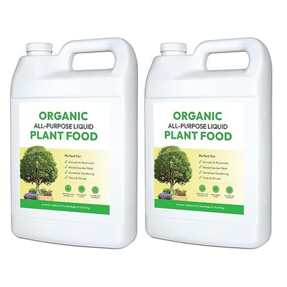 FOOP Organic All-Purpose Liquid Plant Food - Use on All Outdoor Plants: Flower Beds, Vegetable Gardens, Container Gardening | Concentrated Liquid Fertilizer (1 Gallon, 2 Pack, Mixes to 256 Gallons)