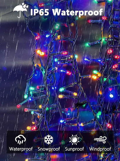 6 Pack 600 LED Solar String Lights for Outside, Solar Christmas Lights with 8 Lighting Modes, Waterproof Green Wire Solar String Lights Outdoor for Tree Xmas Party Garden Yard Decorations (MutilColor)