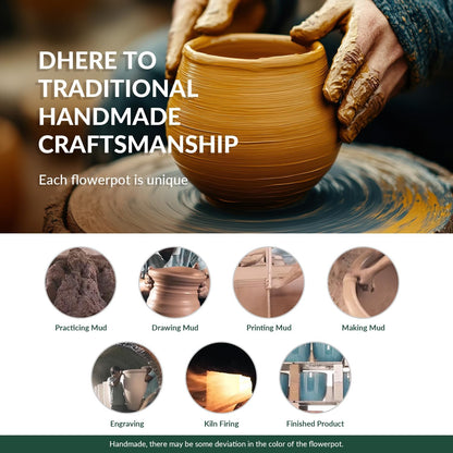 Ceramic Mid Modern Planter Pots with Detached Saucer - Indoor/Outdoor Plant Pots with Drainage Hole