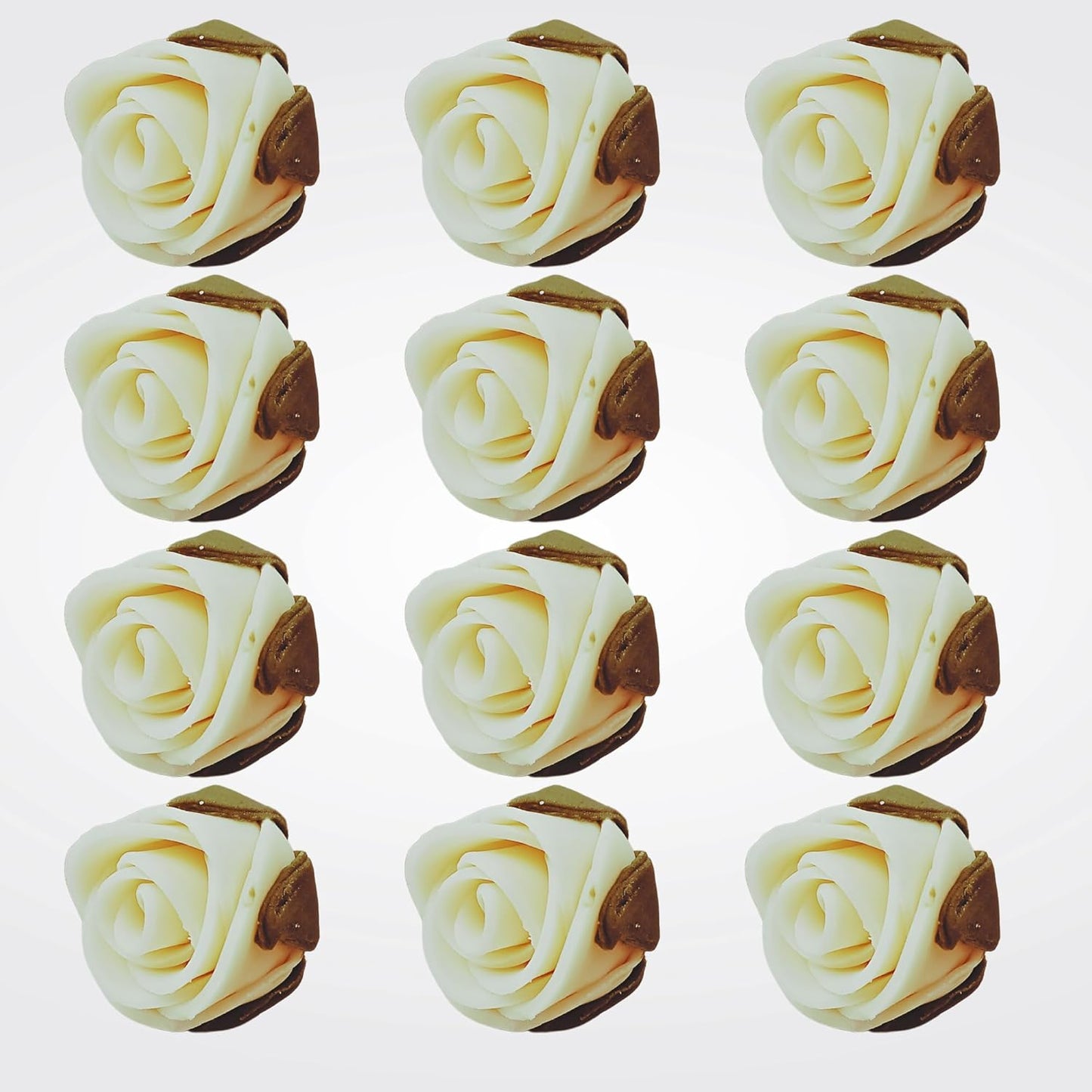 Confect Edible Flower | Edible Flower for cake decorations | Edible Flower Cupcake Toppers | Cupcakes & Doughnut Edible Toppers | Classic Pearl Ivory Sugar Flower- Pack of 12