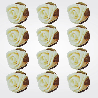 Confect Edible Flower | Edible Flower for cake decorations | Edible Flower Cupcake Toppers | Cupcakes & Doughnut Edible Toppers | Classic Pearl Ivory Sugar Flower- Pack of 12