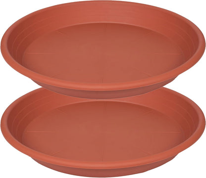 2 Pack of 22 inch Extra Large Plant Saucer, Extra-Deep 3.4" Plant Tray, Bird Bath Bowls for Garden, Plastic Pot Trays for Indoors Outdoors, Water Catcher for Gallon Grow Bags 19-22" (22", Terracotta)