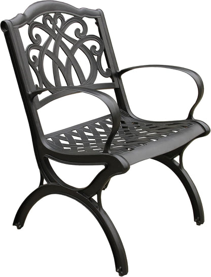 Ornate Traditional Outdoor Cast Aluminum Black Patio Dining Chair
