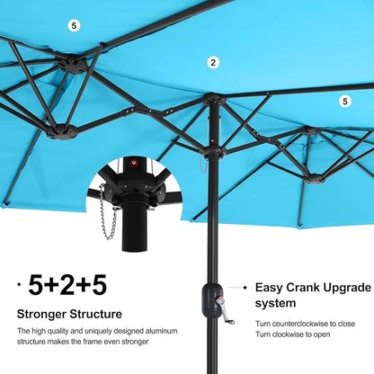 MASTERCANOPY Patio Outdoor Umbrella,15FT Double Sided Large Umbrella with Base