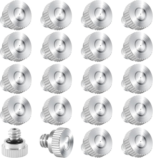 20 Pcs Brass Misting Nozzles for Outdoor Cooling System,0.012 Orifice (0.3 mm) 10/24 UNC Mister Nozzles Sprinklers for Greenhouse Patio Misting System