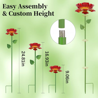 2 Pack Bee Watering Station - Flowers Butterfly Feeder, Bee Water Feeders for Outside, Metal Garden Decor, Bee Baths for Garden Yard Patio (Blue,Yellow)