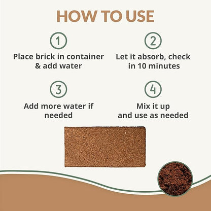 Coco Coir Brick (650gms) + Worm Bliss (1 Qt) + Char Bliss (1 Qt) - Organic Coco Coir for Plants - Worm Castings & Biochar for Plants - Soil Amendment & Organic Fertilizer Bundle - Potting Soil Mix