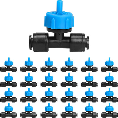 MXIC 24 Pack Push-to-Fit Drip Irrigation Emitters, Leak-Proof Pressure Compensating Drip Emitters, Constant Water Flow 1gph Drip Emitters for 1/4 Inch Tubing