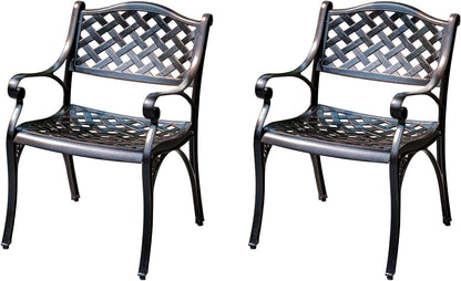 Outdoor Dining Chair Cast Aluminum Patio Chairs Set of 2 All-Weather Patio Dining Chair with Adjustable Feet for Backyard Garden (Die-Casting A Chair)