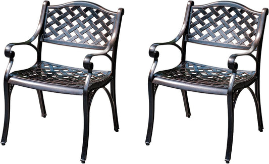 Outdoor Dining Chair Cast Aluminum Patio Chairs Set of 2 All-Weather Patio Dining Chair with Adjustable Feet for Backyard Garden (Die-Casting A Chair)
