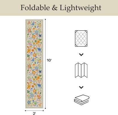 GENIMO Indoor Outdoor Area Rug 2' X 10' Waterproof, Washable Door Mat Non Shedding, Easy Cleaning Floral Outdoor Carpet for Patio, Entryway, Porch, Bathroom, Living Room, Bedroom, Backyard