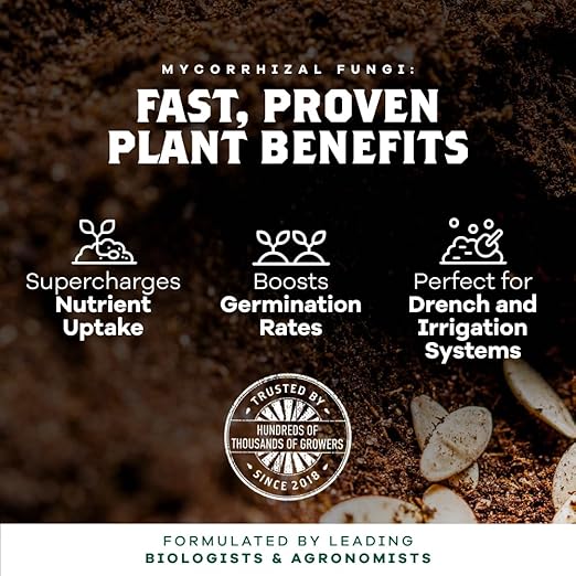 DYNOMYCO Spark WP Mycorrhizal Fungi, 11oz Wettable Powder – 3-In-1 Root Enhancer Amplifies Nutrient Uptake & Yield – Treats 70Plants, Indoor/Outdoor Bio-Stimulant – Dissolves Fast in Seed Starter Soil