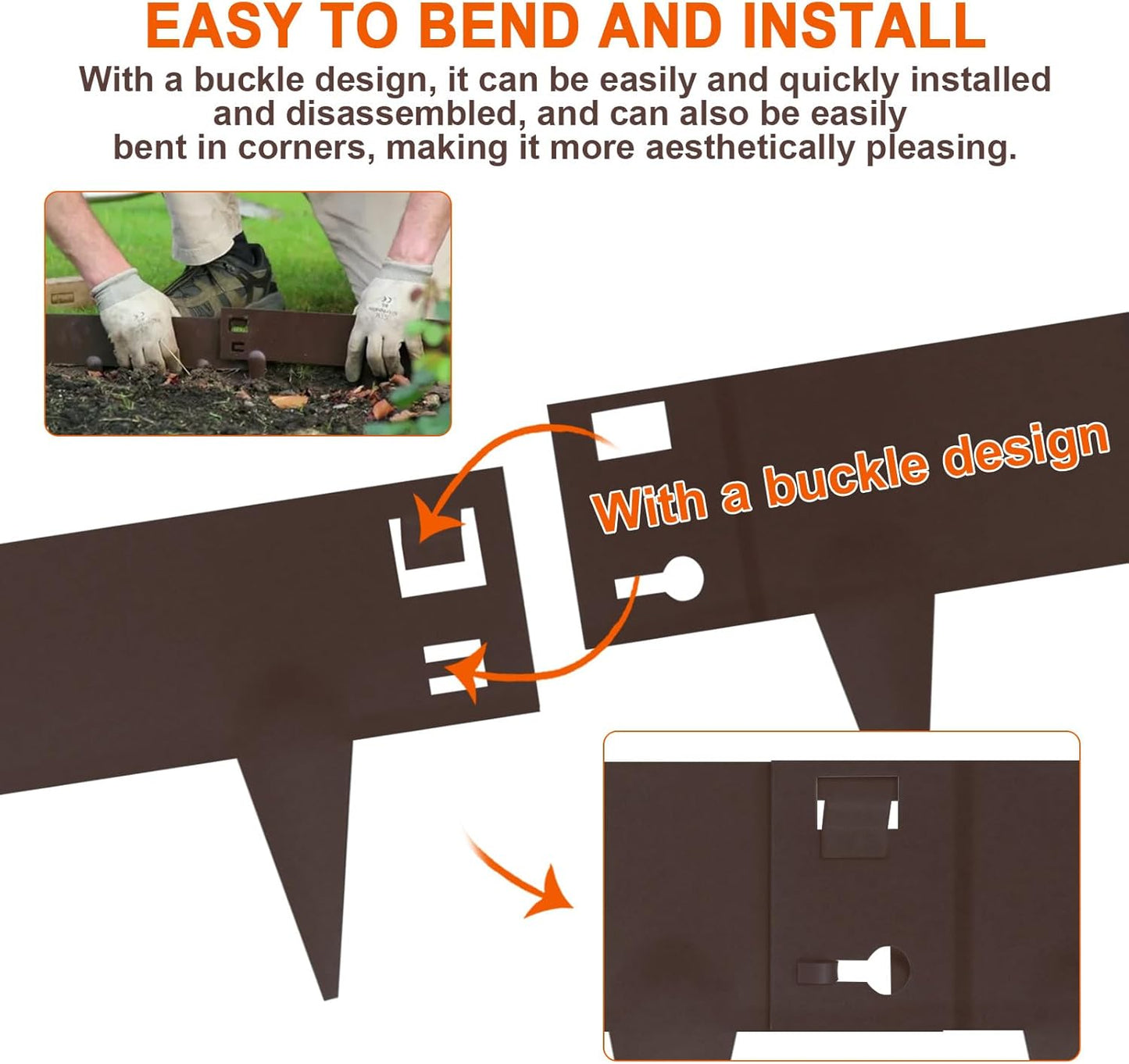 5 Pack Steel Landscape Edging,Metal Landscape Edging 40 Inch Strips, Metal Garden Edging 6 inch Depth, Steel Edging for Landscaping