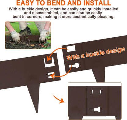 5 Pack Steel Landscape Edging,Metal Landscape Edging 40 Inch Strips, Metal Garden Edging 6 inch Depth, Steel Edging for Landscaping