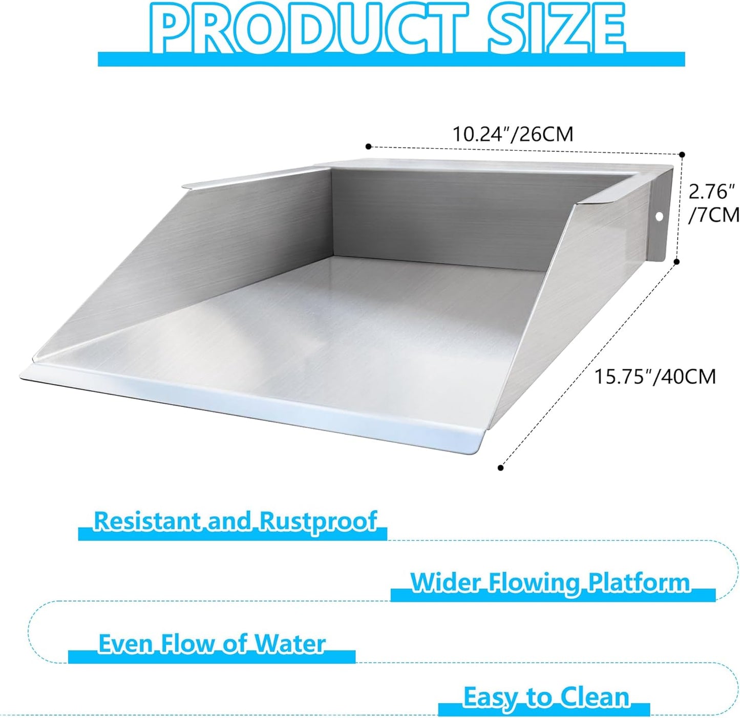 304 Stainless Steel Pool Waterfall Stream Element,Extension Stream,Garden Waterfall DIY Fountain for Garden,Yard,Terrace,Pond Basin,Fountain,Balcony