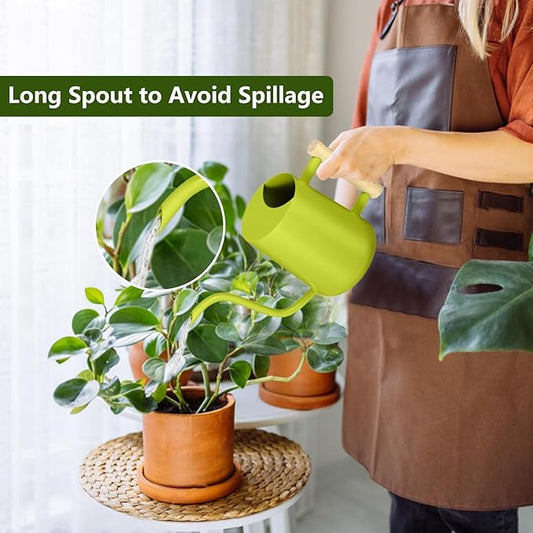 Watering Can Indoor Plants, 35oz Small Stainless Steel Metal Watering Can Modern Decorative Watering Pot with Long Spout for Indoor House Plant Bonsai Garden Flowers (Bright Green)