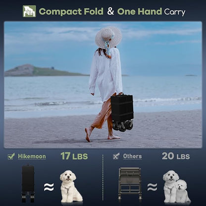 150L Collapsible Wagons Carts Foldable, 360LBS Heavy Duty Folding Beach Cart with Big All-Terrain Wheels, Portable Utility Wagon for Grocery, Shopping, Garden, Sports, Camping, Black