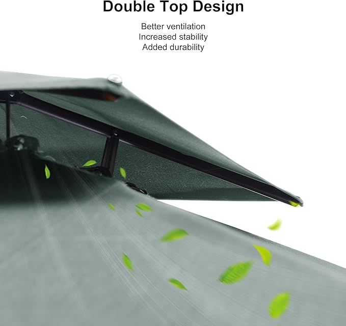 PURPLE LEAF 10' x 13' Cantilever Patio Umbrella Outdoor Umbrella with 330lbs Base Large Rectangular Windproof Offset Umbrella for Pool Deck Garden, Mint Green