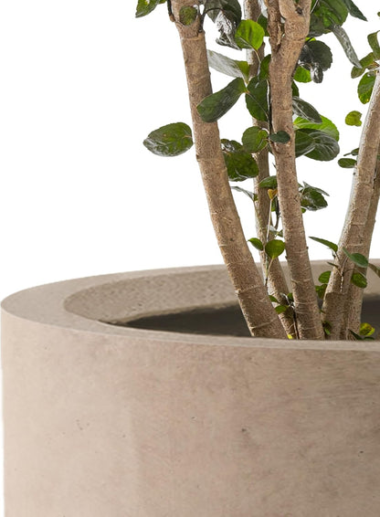 Kante 9.8",12.6",15.7" Dia Round Concrete Planter Set of 3, Modern Design Large Cylindrical Plant Pot with Drainage Hole for Indoor Outdoor Plants, Patio, Garden and Home, Weathered Concrete