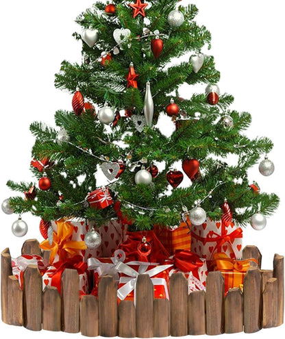 Wood Garden Edging for Landscaping – Staggered Half-Round Wooden Fence Border, Rustic Flower Bed Edging, Natural Pine, 7.9” x 4ft, Outdoor Garden Decor (6 Pack)