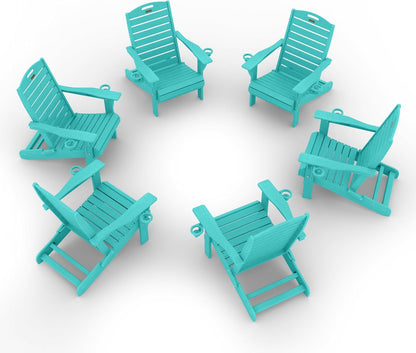 Adirondack Chairs Set of 6, Outdoor Fire Pit Chairs, HDPE All-Weather Adirondack Chairs with Cup Holder, Lawn Chair for Deck, Patio, Garden (Lake Blue)
