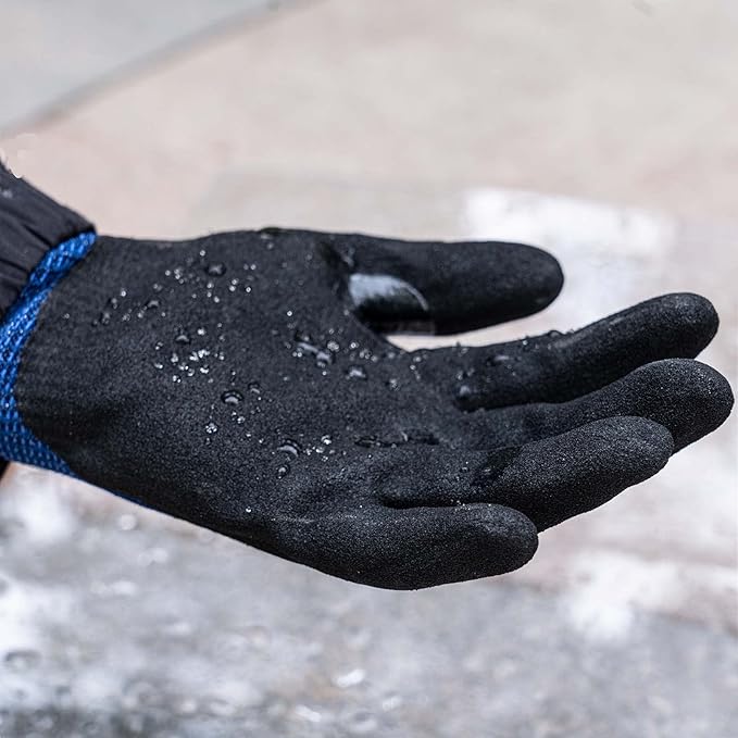 ANDANDA Level 5 Cut Resistant Gloves, 3D Comfort Stretch Fit, Double Frosted Nitrile Coated Work Gloves with Power Grip, Ideal Work Gloves for Handle Glass & Sharp Metal, Blue(XL),1Pair