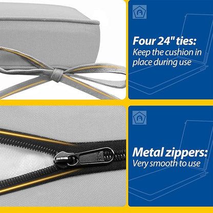 AAAAAcessories Outdoor Chaise Lounge Cushions, Waterproof, Fade-Resistant Patio Furniture Replacement Cushions, 80" x 26" x 3", Gray