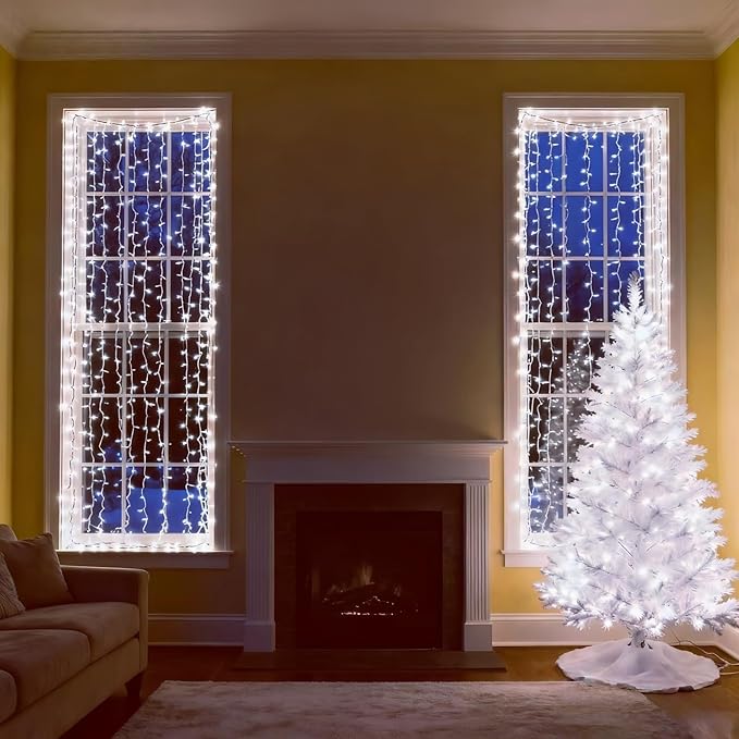 LUCKY SHINE 150 LED Cool White Christmas Lights, UL 50 FT White Wire Decorative Lighting String, for Indoor and Outdoor Party, Garden, Patio.