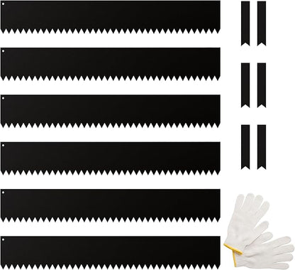 IDZO Black Metal Landscape Edging 6" H, Weather-Resistant Steel Garden Border, Flexible Lawn Barrier, Easy Installation for Flower Beds, Paths, Driveways, and Outdoor Spaces - 6 Pieces