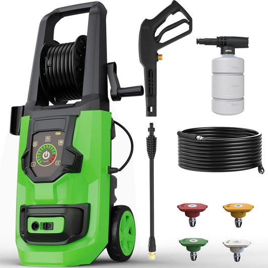 Pressure Washer, 5000PSI 3.2GPM Adjustable Touch Screen with 55FT Total Length 4 Nozzles for Driveways Cars
