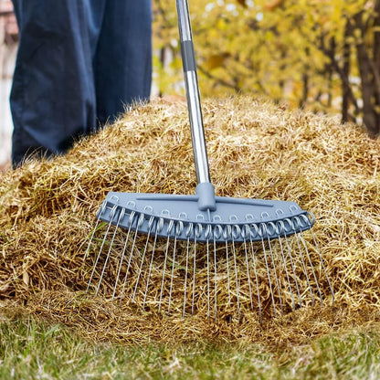 Thatch Rake Adjustable, Dethatcher Rakes 17"-63", Wide with 24 Metal Tines, Lightweight Garden Thatching Rakes Used for Mulch ,Leaves, Debris, Pine Needles, Shrub, Gravel