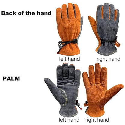 Leather Work Gloves for Women with Cotton Lining, Thorn Proof Gardening Gloves for TIG/MIG Welding, Construction (Orange, Medium)