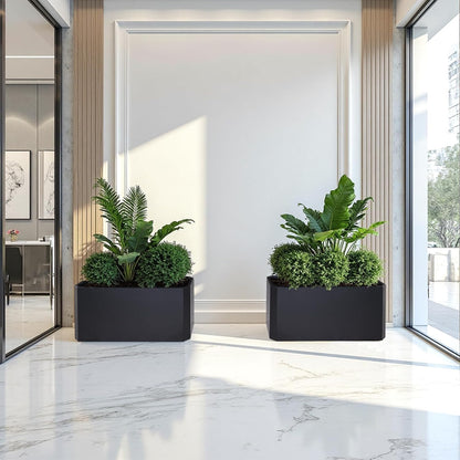 Steel Planter Box-36"x15"x15"-Large Rectangular Planter Indoor or Outdoor Black Matel Planter Box Commercial Residential for Patio Porch Deck Home Backyard