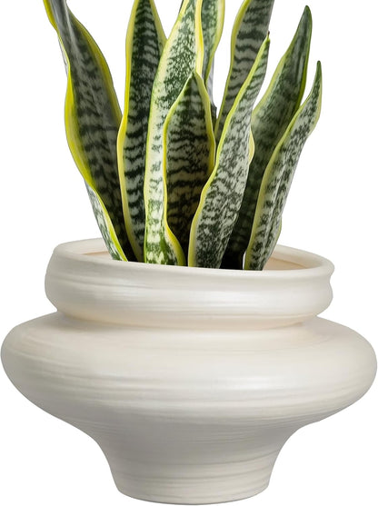 Ceramic Plant Pots 11 Inch - Bonsai Large Planters for Indoor Plants with Drainage Hole, White Planter for Home Garden Patio Office, Gift for Women Men