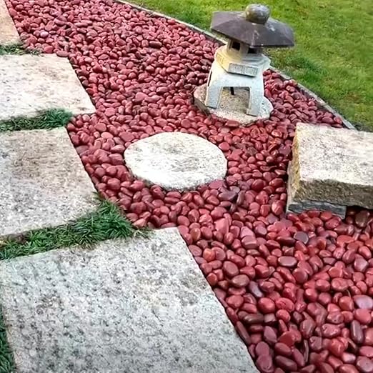 20lbs Red River Rocks for Landscaping, 2-3 Inch Natural Pebbles for Indoor Plants, High Polished Decorative Stones Vase Filler Fish Tank Aquariums Garden