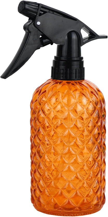 Glass Handheld Spray Bottle - 12oz Refillable Bottle ，Adjustable Nozzle Watering Can for Garden Plants Cleaning Solutions (Orange)