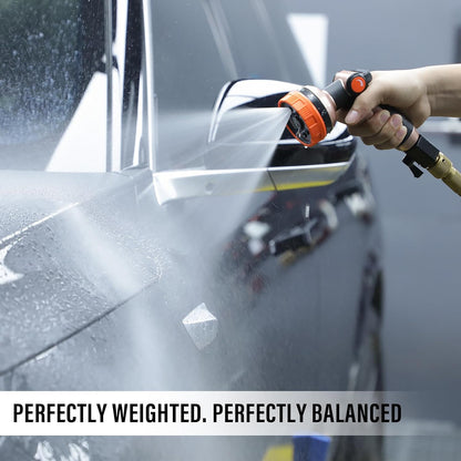 Heavy Duty Garden Hose Spray Nozzle, Metal Water Hose Nozzle with 8 Spray Patterns, High Pressure Hose Nozzle with Thumb Control On Off Valve for Lawn Watering, Car Washing, Pets Showering