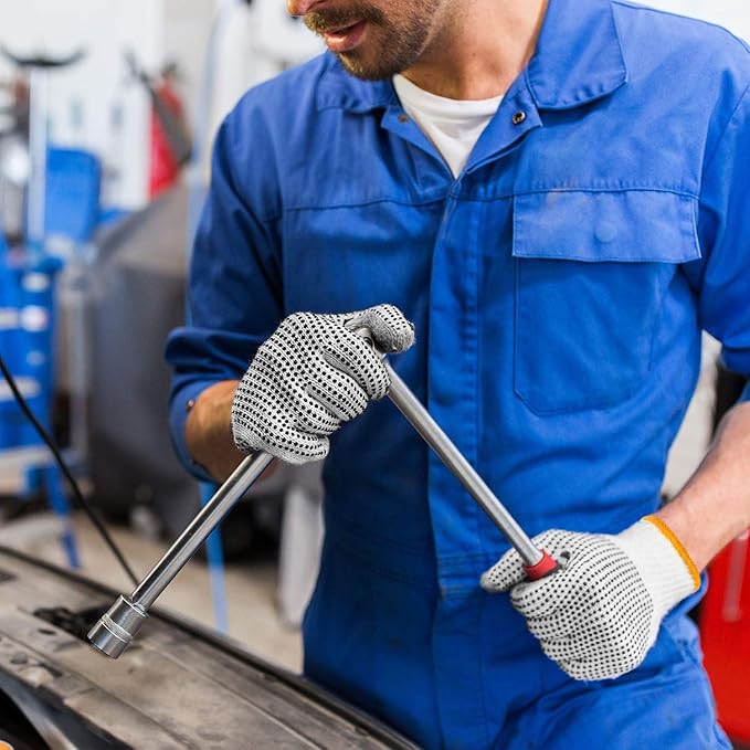 Evridwear Cotton Polyester String Knit Shell Safety Protection Work Gloves for Painter Mechanic Industrial Warehouse Gardening Construction Men & Women 12 Pairs, With Two Side dots, S Size