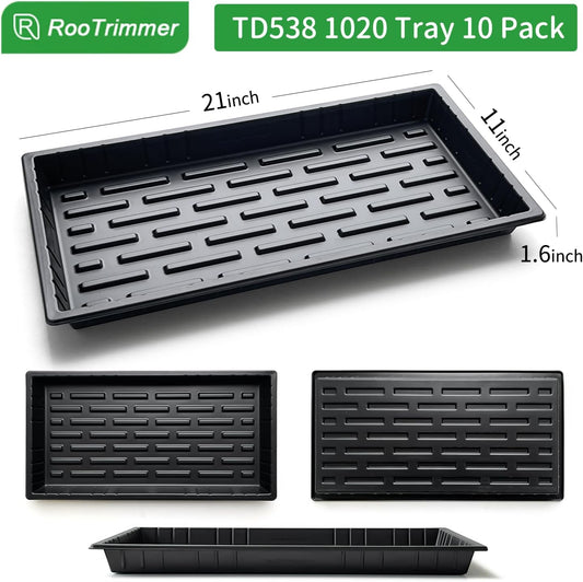 Growing Trays, 1020 Plant Nursery Trays Heavy Duty Seed Starter Flat Seedling Tray for 72/128 Cell Plug Tray Transplant Growing Microgreens (21"×11", 10 Pack, 1.6" Deep, Without Holes)