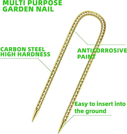 22 Pack 12 Inch Rebar Stakes Anti-Rust Galvanized Steel U Shape Hook Strong Ground Anchors for Tents, Position Kits, Fences, Trampolines Landscape Fabric for Farm Garden