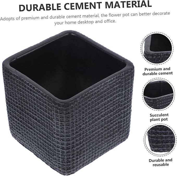 Creative Nordic Style Cement Flowerpot with Drainage Succulent Planter for Indoor Home Office Decor Modern Straight-Edged Geometric Design Container