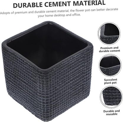 Creative Nordic Style Cement Flowerpot with Drainage Succulent Planter for Indoor Home Office Decor Modern Straight-Edged Geometric Design Container