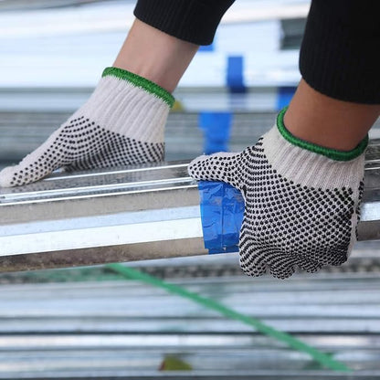 Evridwear Cotton Polyester String Knit Shell Safety Protection Work Gloves for Painter Mechanic Industrial Warehouse Gardening Construction Men & Women 12 Pairs, With Two Side dots, XL Size