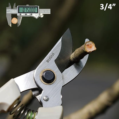 7" Small Pruning Shears Garden Shears - Premium Alloy Steel Bypass Pruner, Precision-ground Blades, Heavy Duty Gardening Tools, Ivory