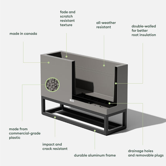 Veradek Block Series Raised Long Box Planter for Patio & Garden | Durable All-Weather Use with Aluminum Stand | Modern Décor for Herbs, Flowers