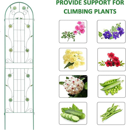 4 Pack Metal Garden Trellis 71" H Garden Fence Rustproof Trellis for Climbing Plants Support Roses Flower Outdoor Lawn, Blue Green